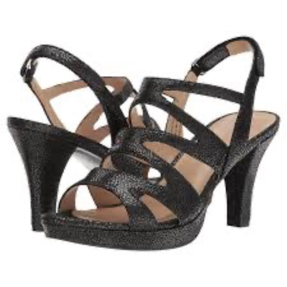Naturtalizer Pressley Women's Black Leather Strappy Sandals WIDE WIDTH Sz 8.5